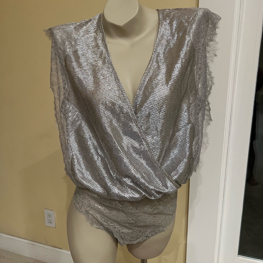 Victoria secrets silver bodysuit